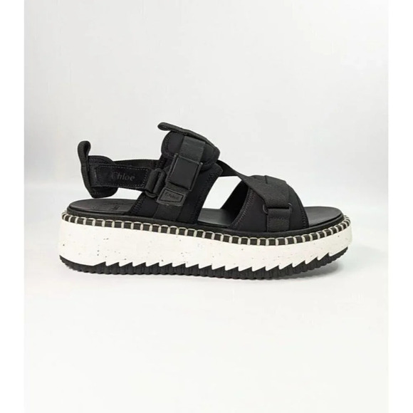 Chloe Lilli Women's Platform Nylon Sandals Black Size 42 IT / 12 US (MSRP $795) - Picture 3 of 12